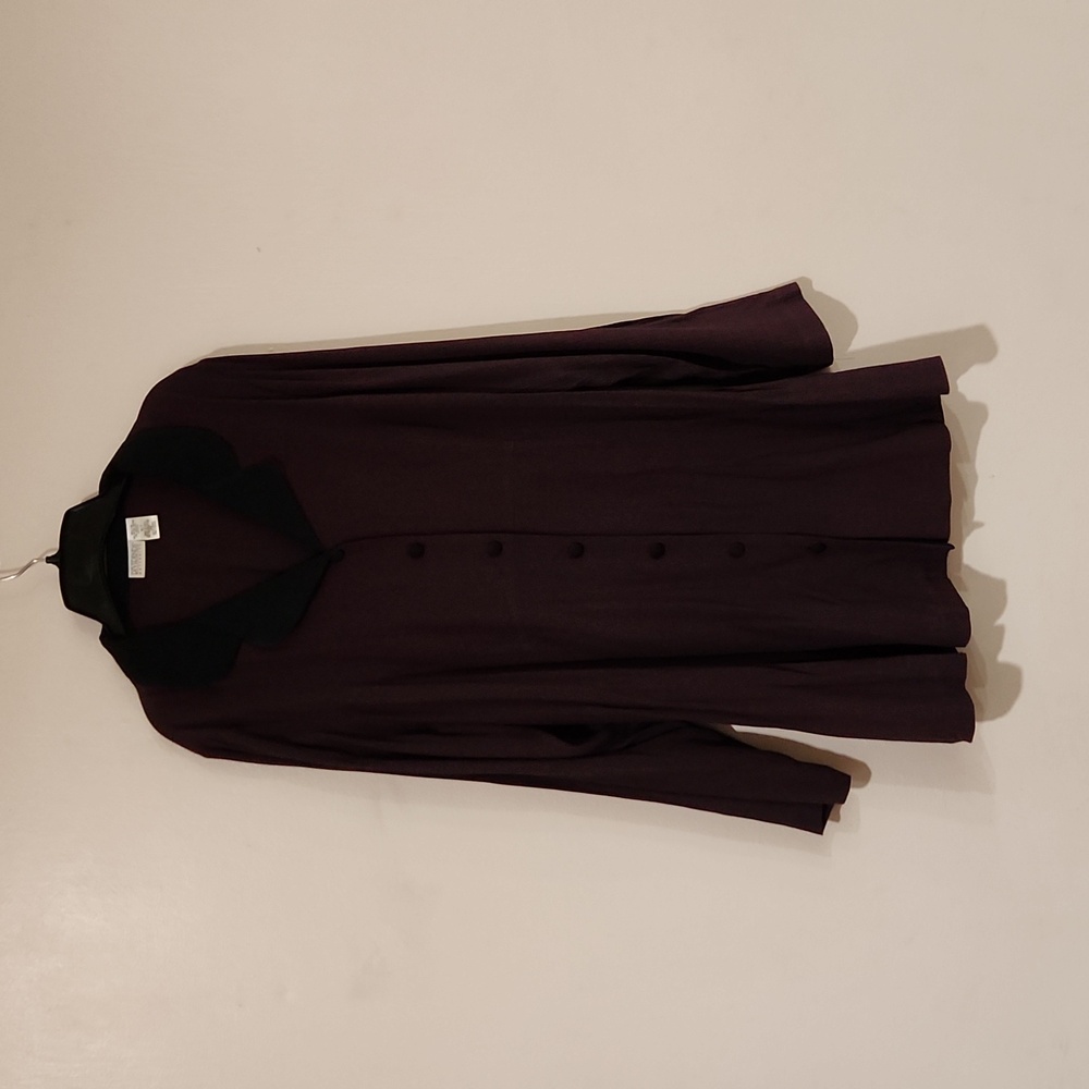 Women's Dividends maternity 3 PC set. Purple plum with black skirt collar button